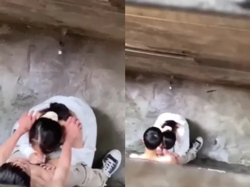 Quay lén em học sinh bú cục thịt anh người yêu ở khe nhà
